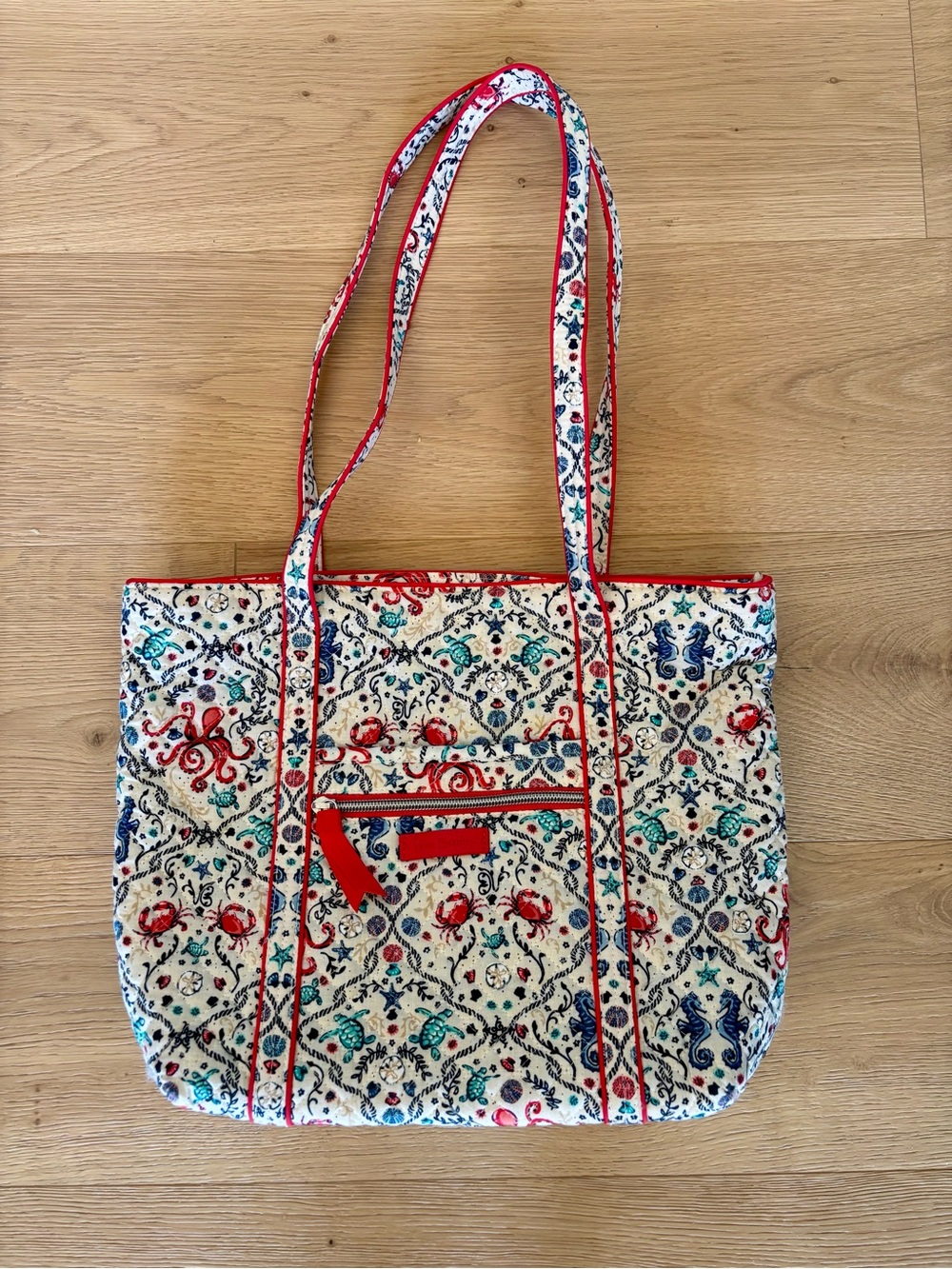 Vera Bradley Iconic Sea Life Quilted Tote Bag, Cotton, Lightweight, EUC